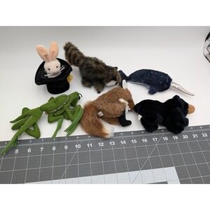 Folkmanis Mini Praying Mantis Raccoon Narwhal Fox Bear Finger Puppet Plush Lot
